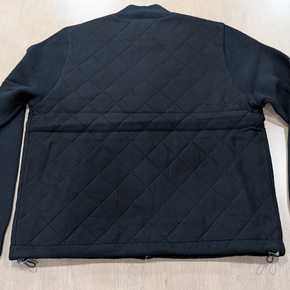 $598 Mens AMICABLE Mixed Media Wool Blend Puffer Jacket Black Large - Picture 5 of 8